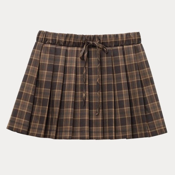 Zara Dresses & Skirts - Zara Brown Plaid Pleated Mini Skirt - M